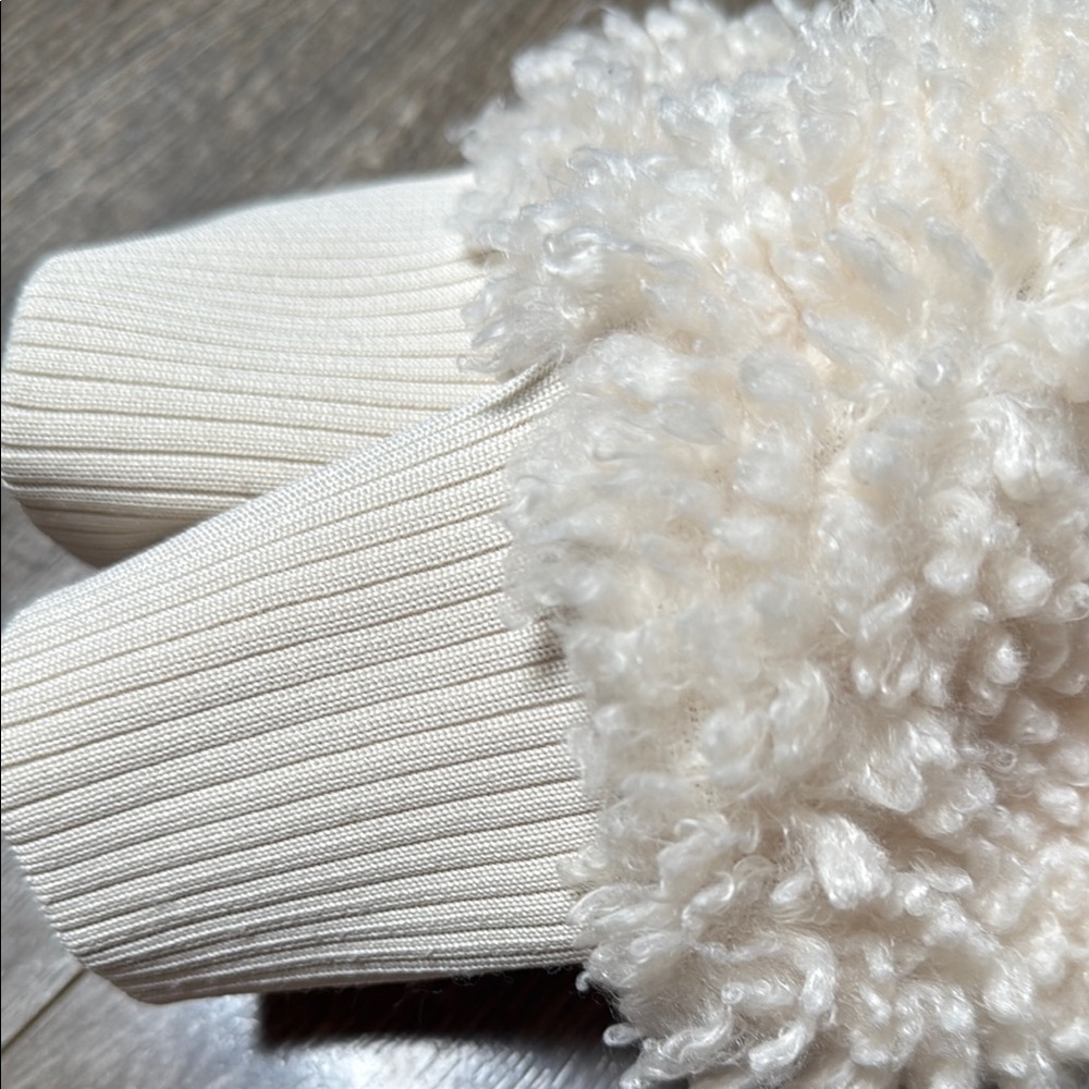 Zara Cream Teddy Jacket Plush Texture - Picture 2 of 4